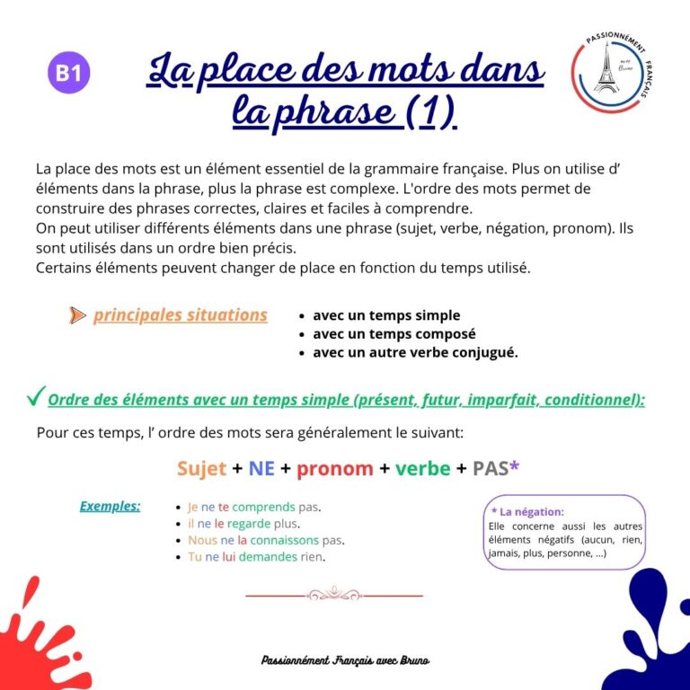 Read more about the article La place des mots dans la phrase